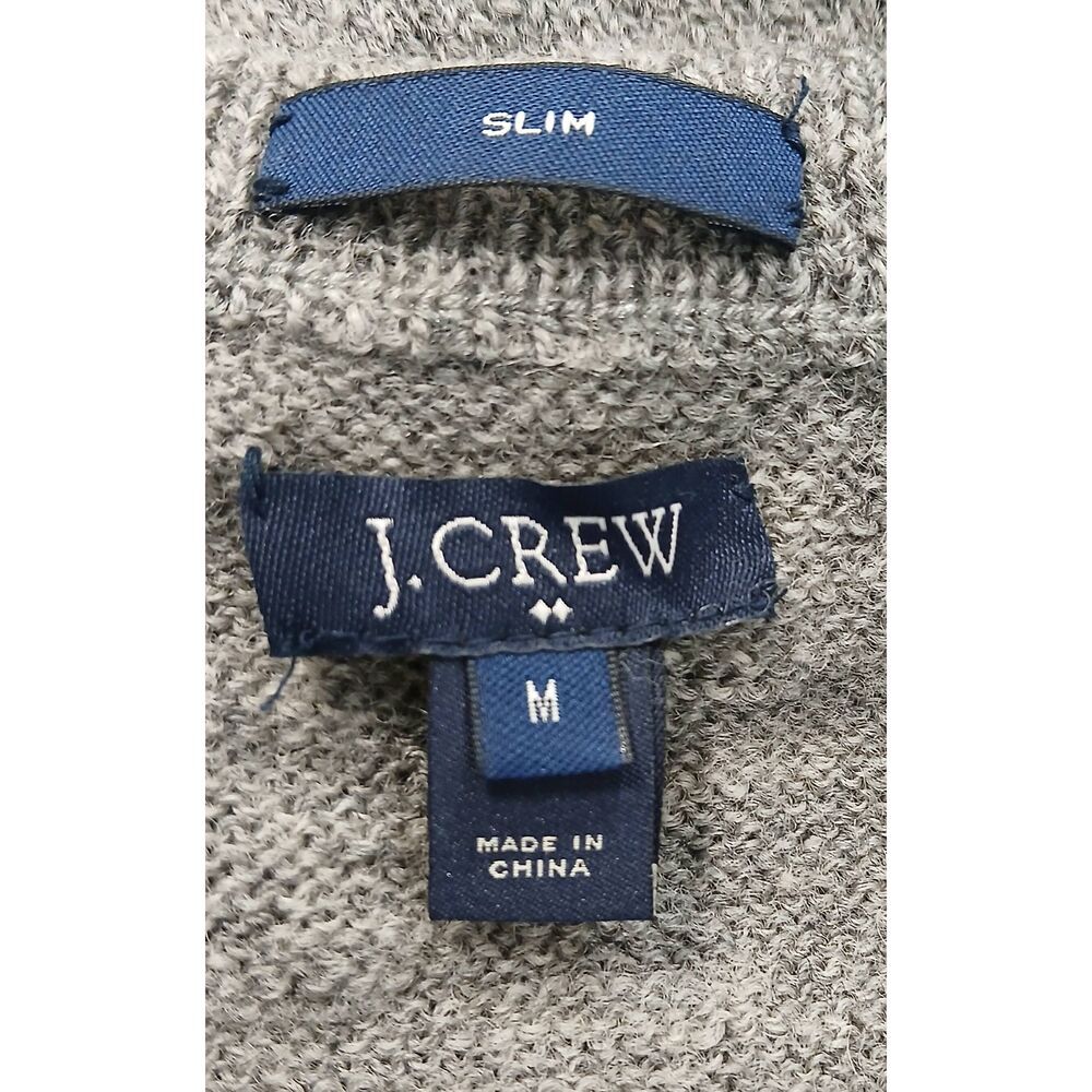 J.crew mens medium suede leather patch sweater wool brown gray classic timeless - Picture 6 of 9